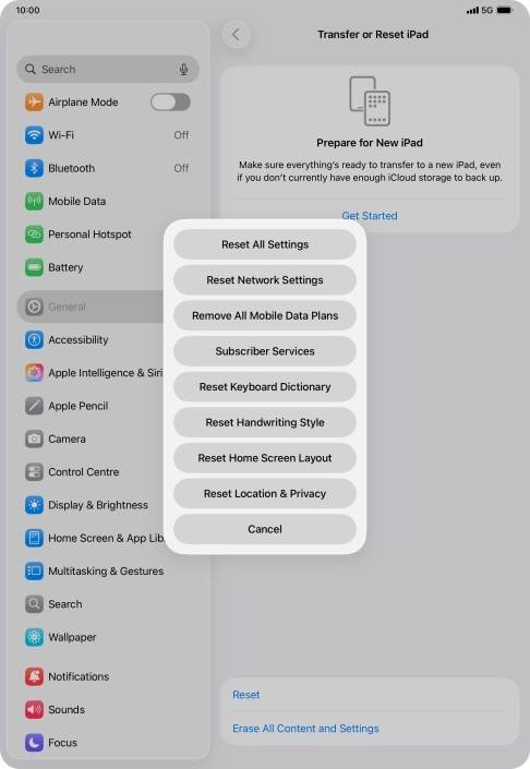 Press Reset All Settings. Press Reset All Settings.