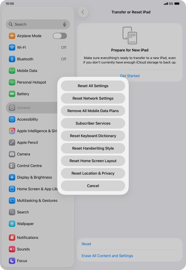 Press Reset All Settings. Press Reset All Settings.