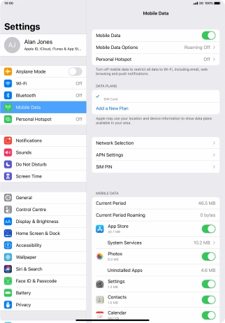 The total data usage is displayed next to Current Period. The total data usage is displayed next to Current Period.