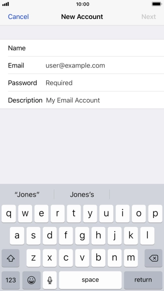 Press Email and key in your email address.