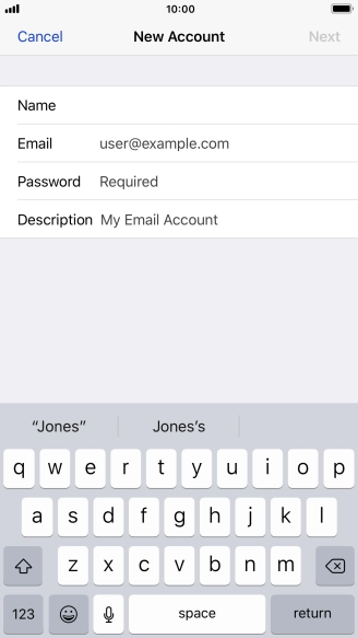 Press Email and key in your email address.