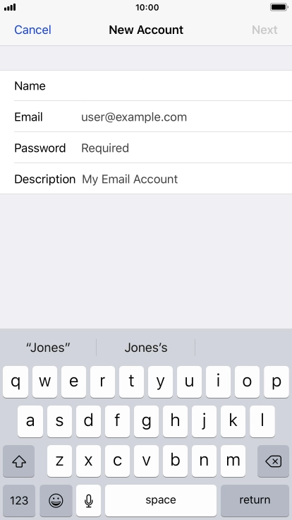 Press Email and key in your email address.