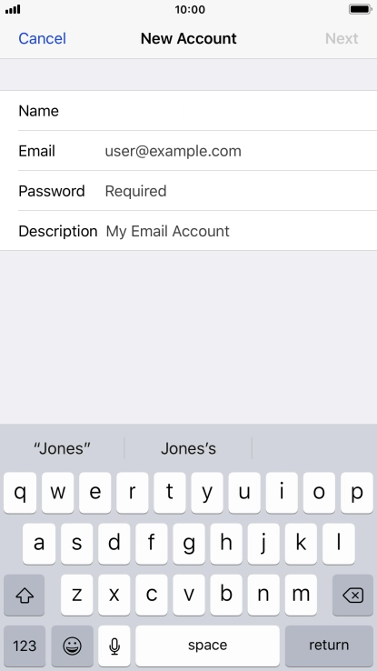Press Email and key in your email address.