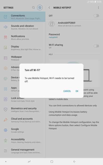 If Wi-Fi is turned on, press OK. If Wi-Fi is turned on, press OK.
