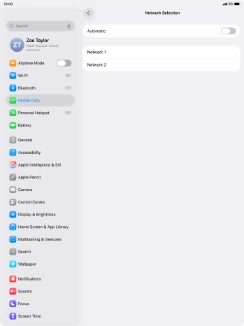 If you turn off the function, press the required network.