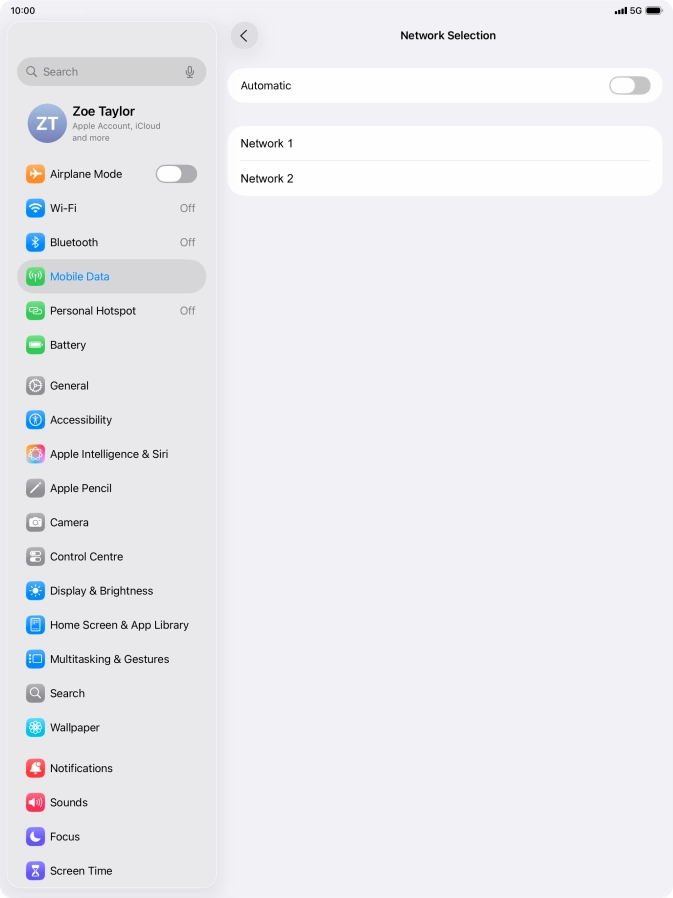 If you turn off the function, press the required network.
