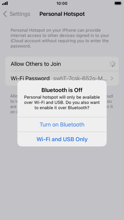 If Wi-Fi is turned on, press Wi-Fi and USB Only.