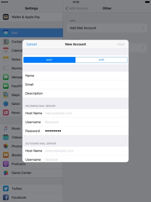 Press IMAP.