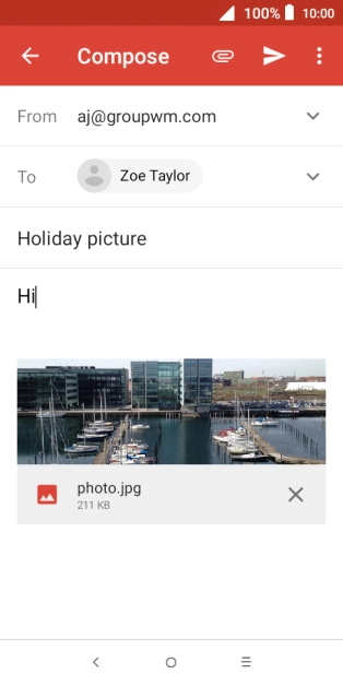 Press the send icon when you've finished your email message. Press the send icon when you've finished your email message.