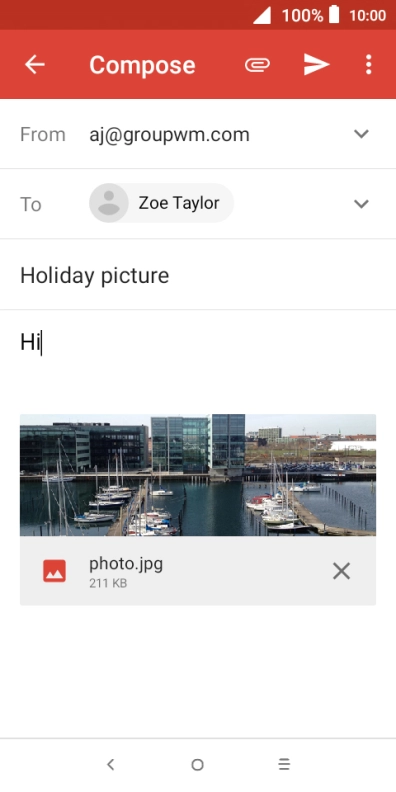 Press the send icon when you've finished your email message. Press the send icon when you've finished your email message.