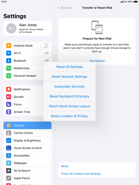 Press Reset All Settings. Press Reset All Settings.