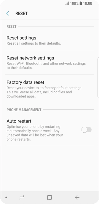 Press Factory data reset. Press Factory data reset.