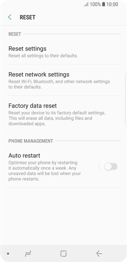 Press Factory data reset. Press Factory data reset.