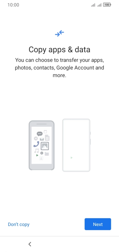 You can transfer the contents of another phone to your phone when it's activated for the first time and after a factory reset. When this screen is displayed, your phone is ready to transfer contents from another phone. You can transfer the contents of another phone to your phone when it's activated for the first time and after a factory reset. When this screen is displayed, your phone is ready to transfer contents from another phone.