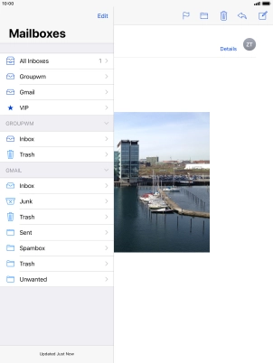 Press the required email account. Press the required email account.