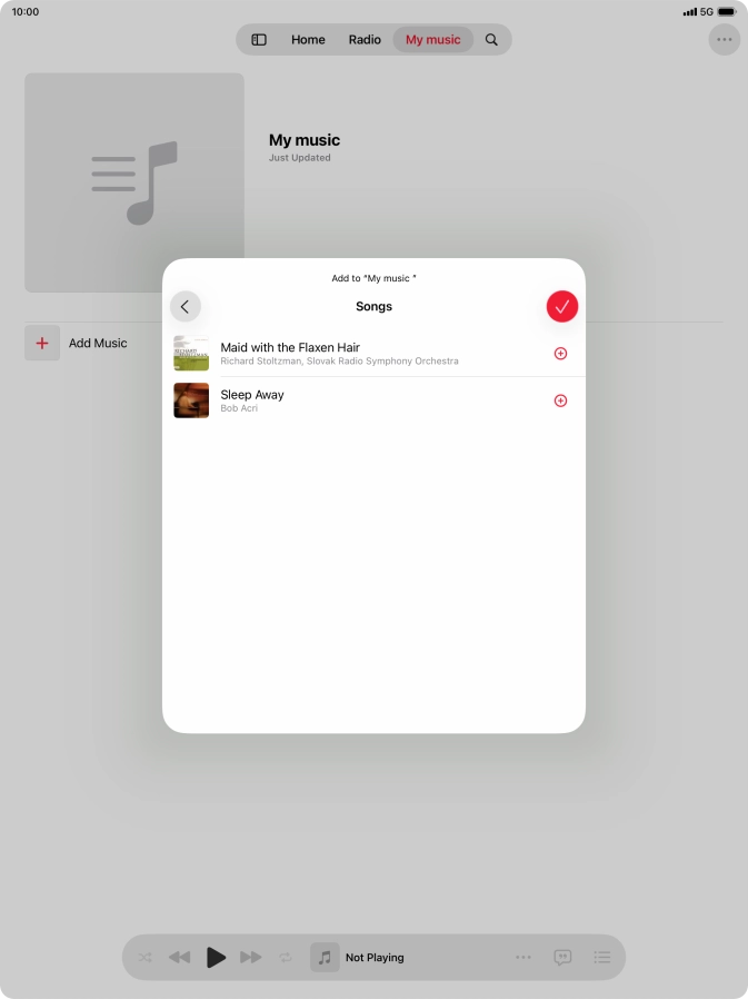 Go to the required category and press the add icon next to the required audio file.