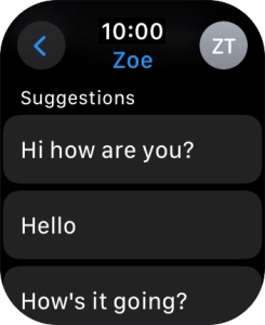 Press the required quick reply. Press the required quick reply.