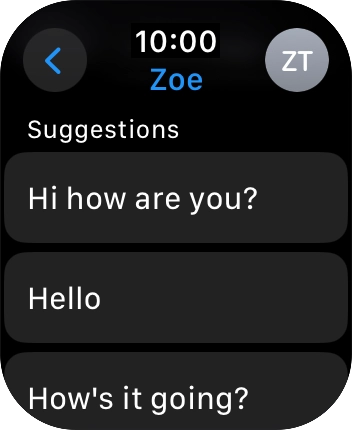 Press the required quick reply. Press the required quick reply.
