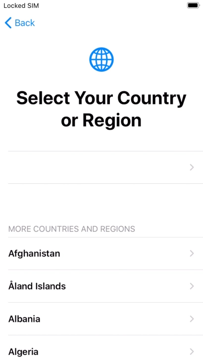 Press the required country or area.