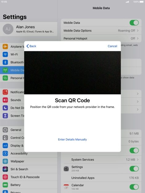Place the QR code you've received inside the tablet camera frame to scan the code. Place the QR code you've received inside the tablet camera frame to scan the code.