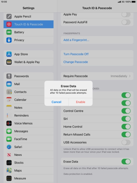 If you turn on the function, press Enable. If you turn on the function, press Enable.