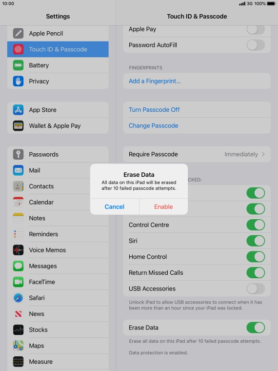 If you turn on the function, press Enable. If you turn on the function, press Enable.