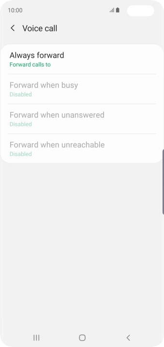 Press the required divert type. Press the required divert type.