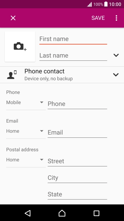 Press First name and key in the first name.