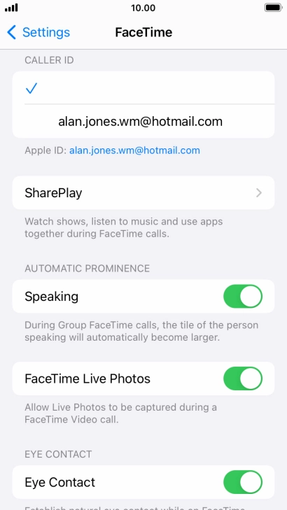 Press the required setting below 