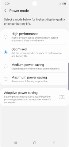 Press the required setting. Press the required setting.