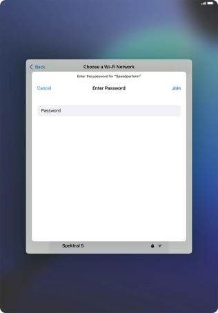 Key in the password for the Wi-Fi network and press Join. Key in the password for the Wi-Fi network and press Join.