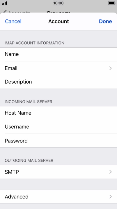 Press SMTP.