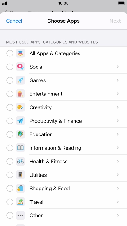 Press the required categories. Press the required categories.