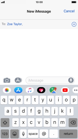 If the recipient can receive iMessages, iMessage is displayed in the text input field.