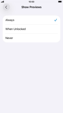 To select notification preview on the lock screen, press Always.