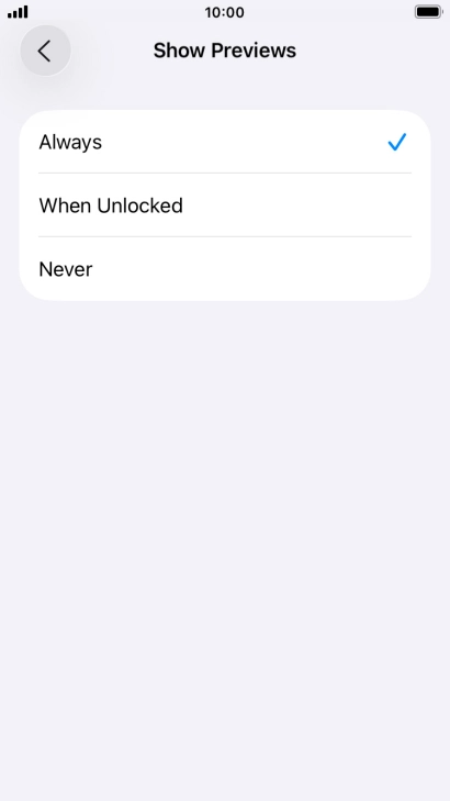 To select notification preview on the lock screen, press Always.