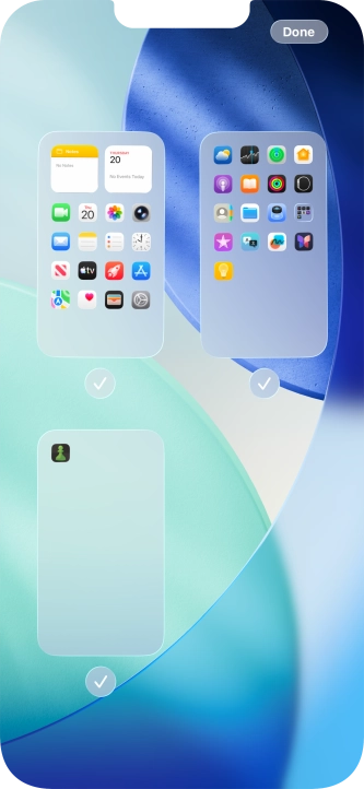Press the field below the required home screen page to turn page view on or off.
