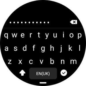 Key in the password for the Wi-Fi network and press the confirm icon. Key in the password for the Wi-Fi network and press the confirm icon.