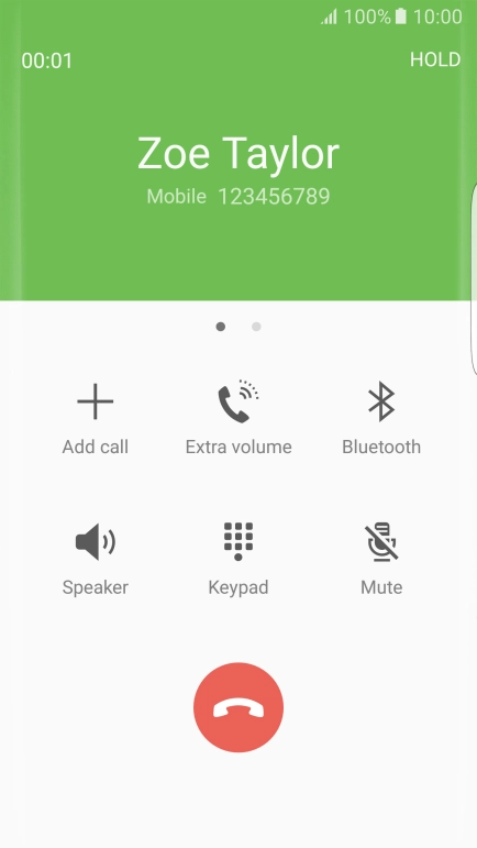 Press the end call icon.