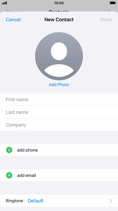 Press First name and key in the first name. Press First name and key in the first name.