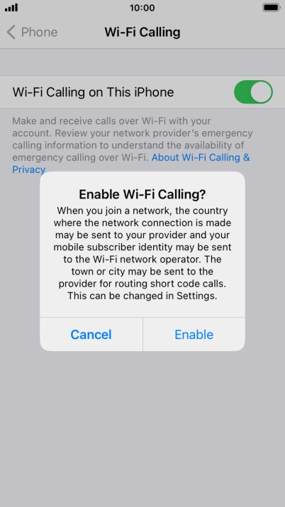 If you turn on the function, press Enable.