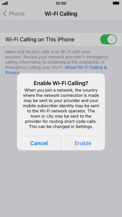 If you turn on the function, press Enable.