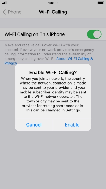 If you turn on the function, press Enable.