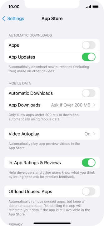 Press the indicators next to the required content types to turn the function on or off. Press the indicators next to the required content types to turn the function on or off.