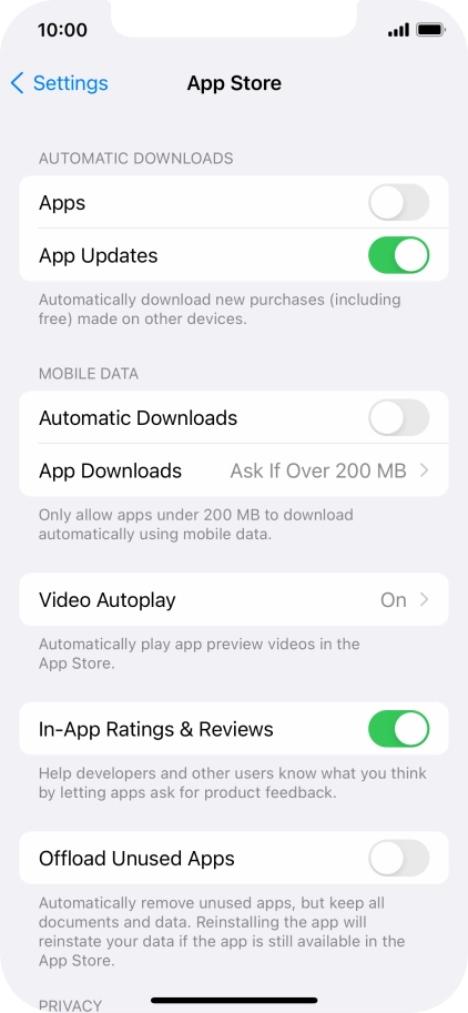 Press the indicators next to the required content types to turn the function on or off. Press the indicators next to the required content types to turn the function on or off.