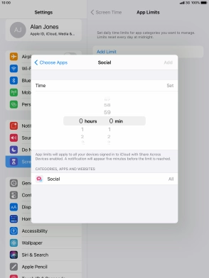 Set the required time limit for use of the selected category. Set the required time limit for use of the selected category.