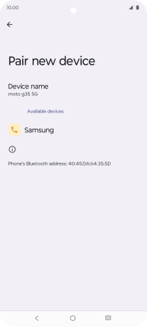 Press the required Bluetooth device and follow the instructions on the screen to pair the device with your phone.