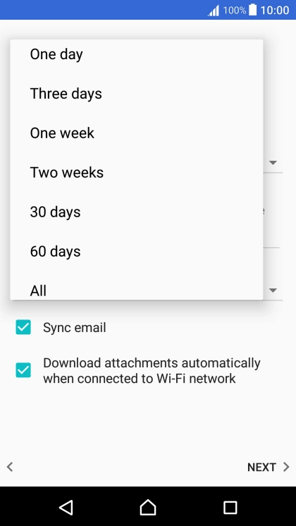 Press the required setting.