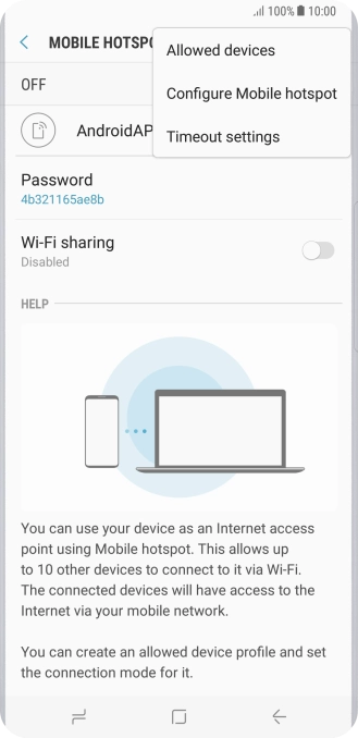 Press Configure Mobile hotspot. Press Configure Mobile hotspot.