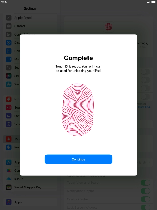 Press Continue. If you haven't previously selected a lock code, key in a code of your own choice twice. Press Continue. If you haven't previously selected a lock code, key in a code of your own choice twice.